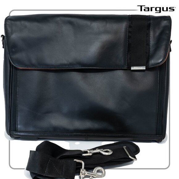 Targus 15" Radius Black Leather Messenger Bag - Picture 2 of 5
